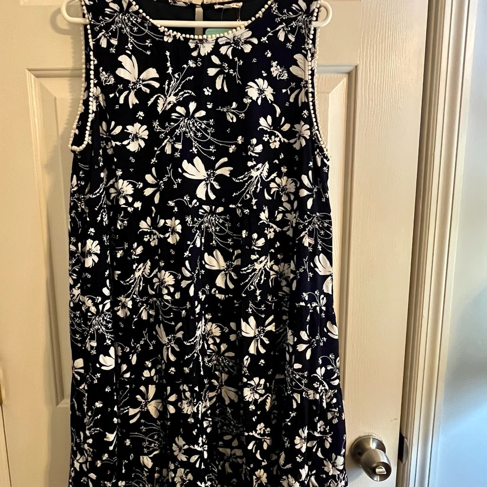 JODIFL Navy and White Floral Midi Dress